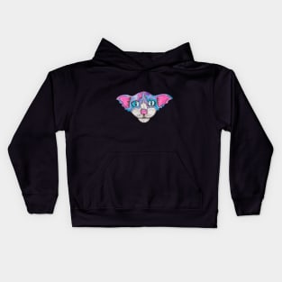 Watercolor bat cat Kids Hoodie